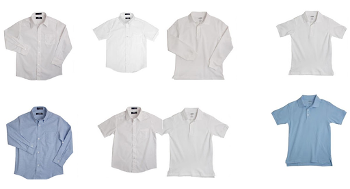 uniform tops - white and light blue