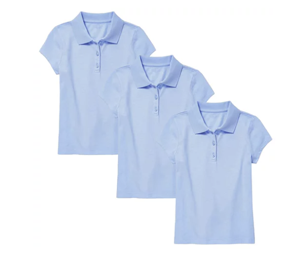  light blue polo shirts 3-pack