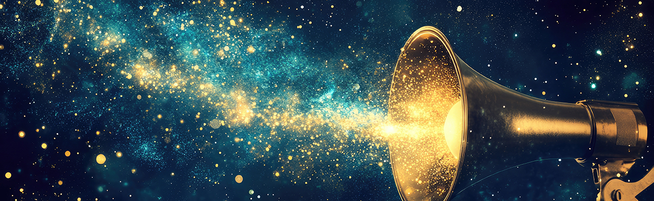 megaphone-blasting-cosmic-particles-or-stars